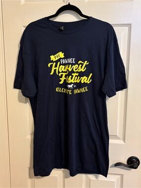 Gildan Black T-Shirt with Yellow Pawnee Harvest Festival Print